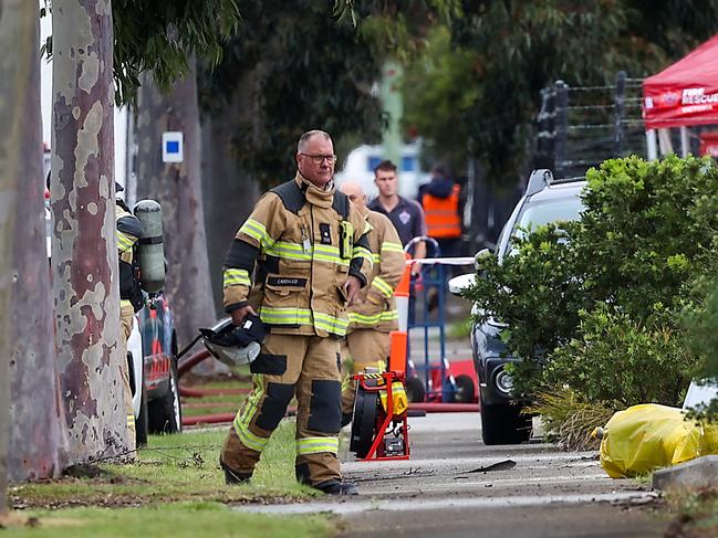 About 80 firefighters in breathing gear responded to the fire. Picture: Ian Currie