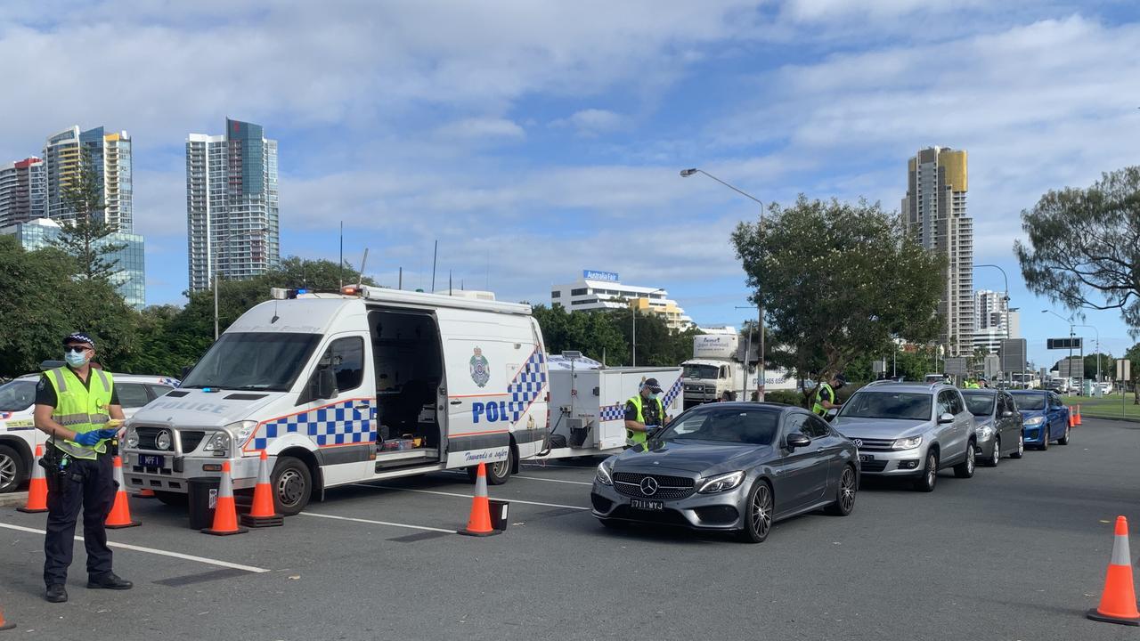 An RBT has been set up on the Gold Coast Highway. Picture: Greg Stolz