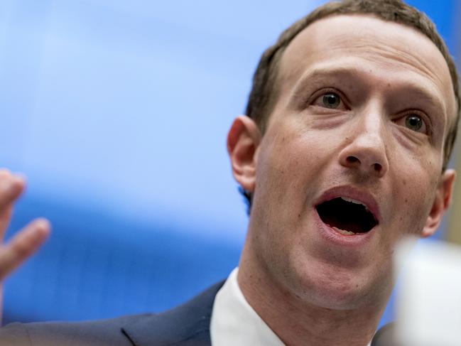 Facebook CEO Mark Zuckerberg. Picture: AP