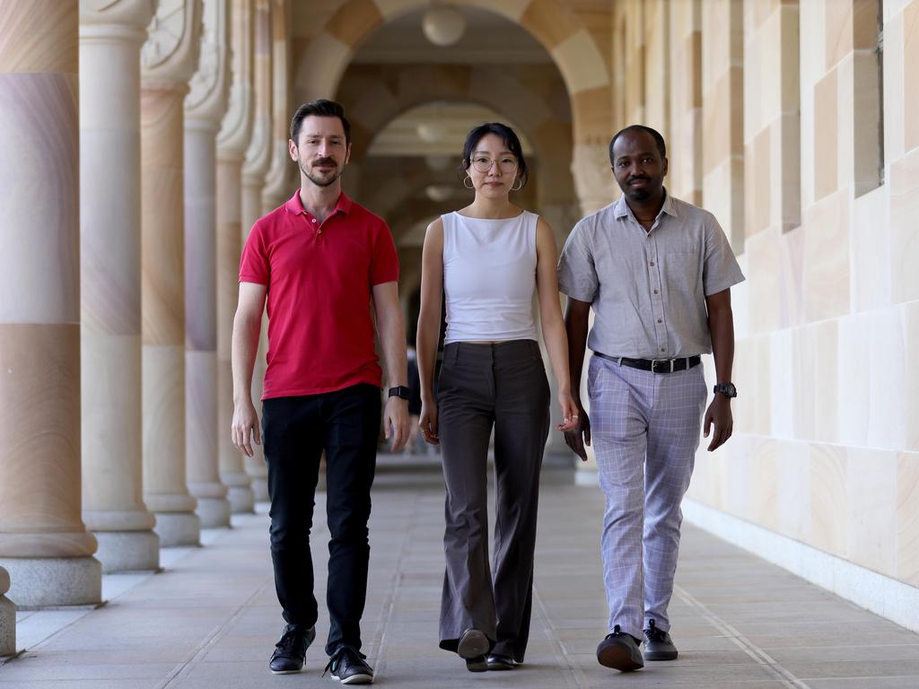 Daniel Stjepanovic a Senior Research Fellow, Dr Tianze Sun a Research Fellow, Dr Tesfa Yimer a Postdoctoral Research Fellow. Picture: Steve Pohlner