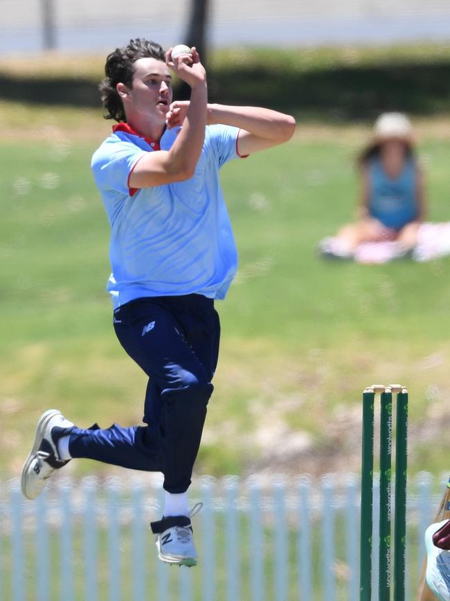 NSW Metro bowler Luke Callanan during the grand final at Karen Rolton Oval 22 December, 2022, Cricket Australia U19 Male National Championships 2022-23.Picture: Cricket Australia.