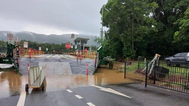 Heavy rains in April caused a build up of sand and silt at the Daintree River ferry, as dredging works commenced this week. Picture: Supplied.