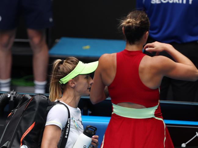 MELBOURNE, JANUARY 19, 2024: 2024 Australian Open Tennis. Lesia Tsurenko leaves the court after losing in straight sets to Aryna Sabalenka in their third round match on Rod Laver Arena. Picture: Mark Stewart