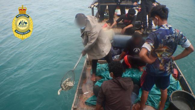 It apparently took the crew three hours to ditch their huge catch. Picture: Australian Border Force