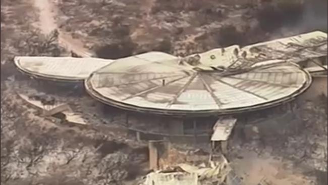 Southern Ocean Lodge on Kangaroo Island was destroyed by a bushfire. Picture: 7 News, Adelaide.