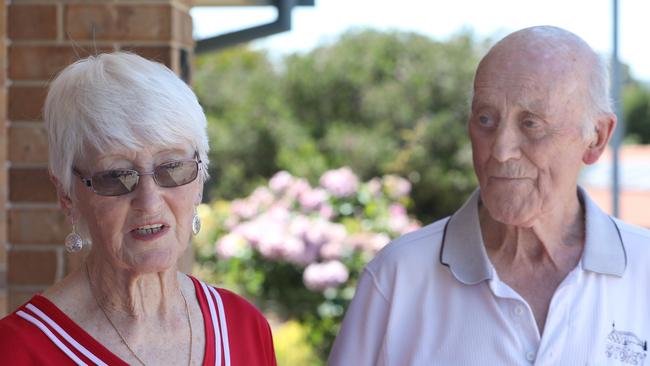 Retirement village residents Sylvia and Collin Wolverson remember their friend Bob Eldridge, who was allegedly murdered on Christmas night. Picture: Dean Martin