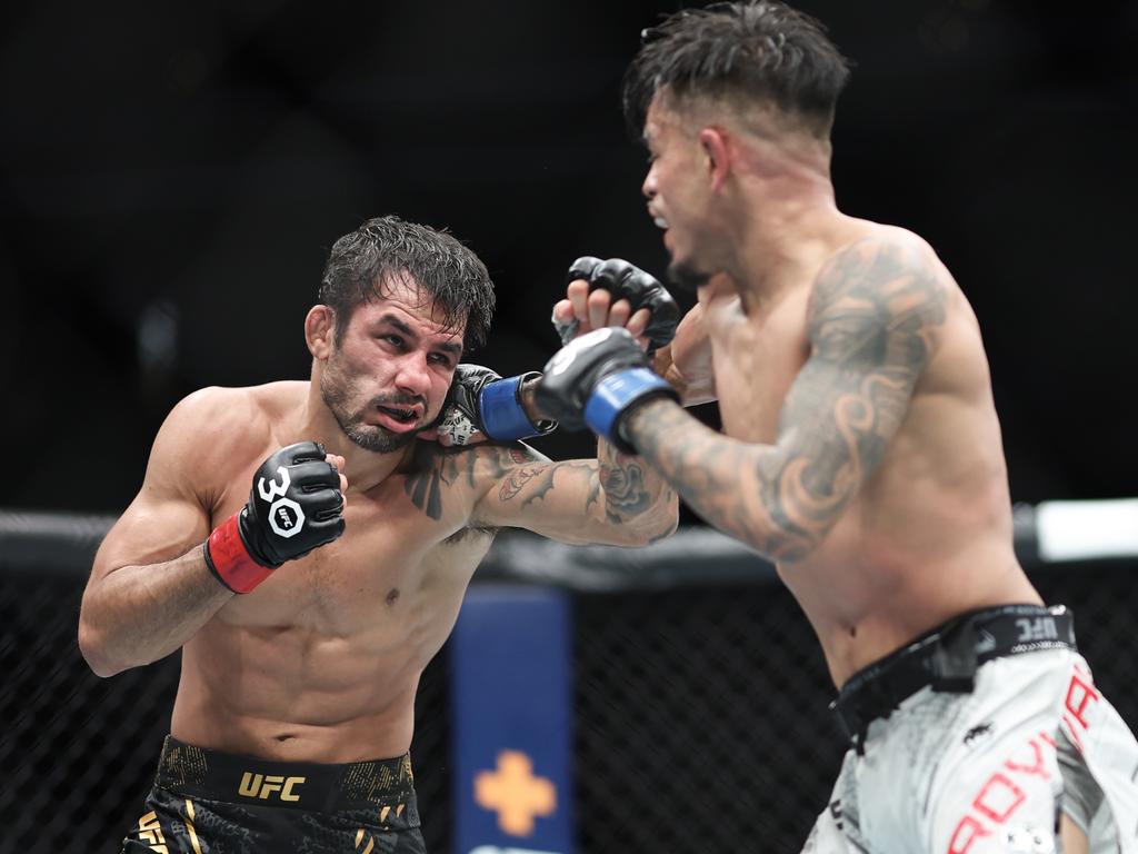 Steve Erceg will fight Alexandre Pantoja, pictured above in a win against Brandon Royval. Picture: Getty Images