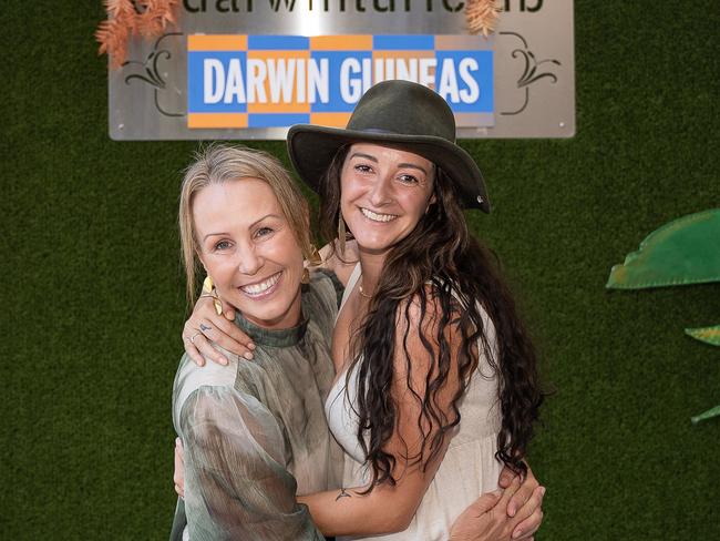 Hollie Goodell and Jenna Natalizio at the 2023 Darwin Cup Carnival Guineas Day. Picture: Pema Tamang Pakhrin