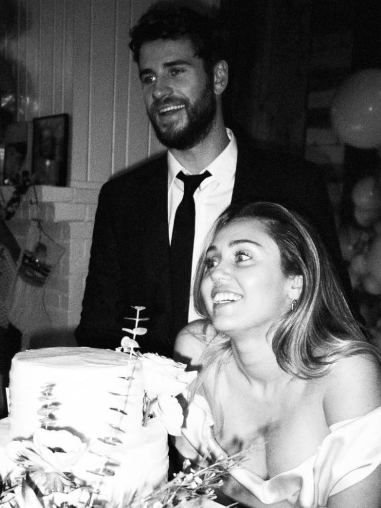 A candid photo from Miley Cyrus and Liam Hemsworth's wedding. Picture: Instagram @mileycyrus