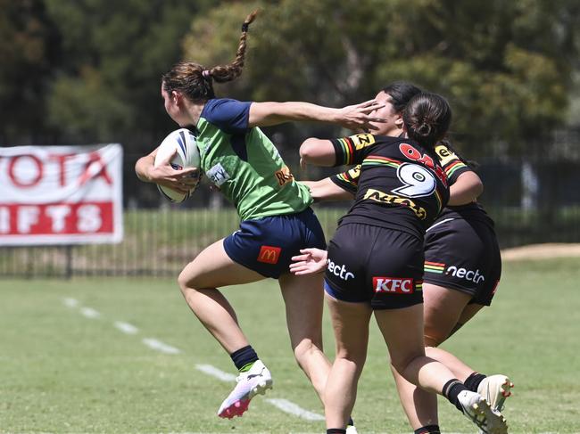 CANBERRA, AUSTRALIA, NewsWire Photos. MARCH 9, 2024: Westpac Tarsha Gale Cup - NSWRL Junior Reps Round Six Canberra Raiders vs Penrith Panthers at Raiders Belconnen in Canberra. Picture: NCA NewsWire / Martin Ollman