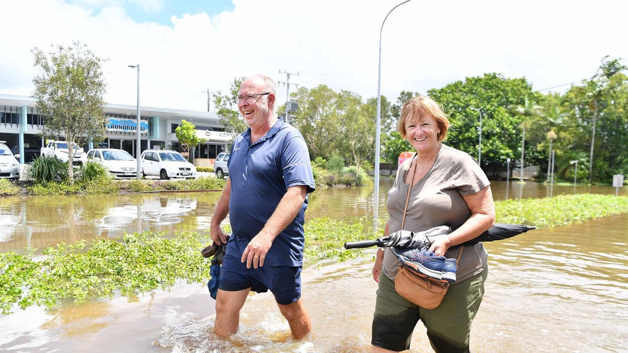 Ernest Ave and Hilton Tce, Tewantin, remains closed as residents prepare for more rain and heavy flooding to hit the Sunshine Coast. Gary and Barbara Elliott. Picture: Patrick Woods.