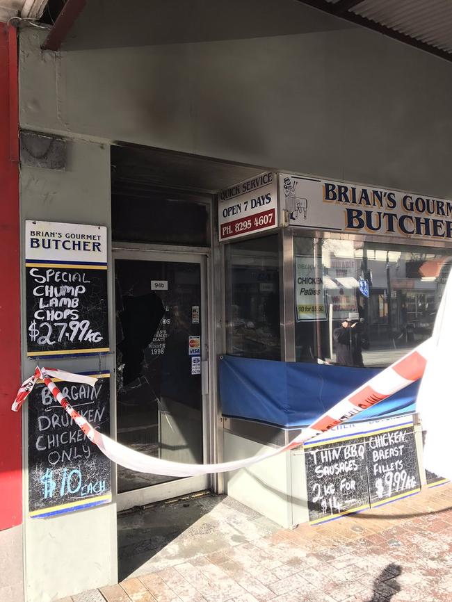 Brian’s Gourmet Meats at Jetty Rd following the blaze in August. Photo: Meagan Dillon/The Advertiser.