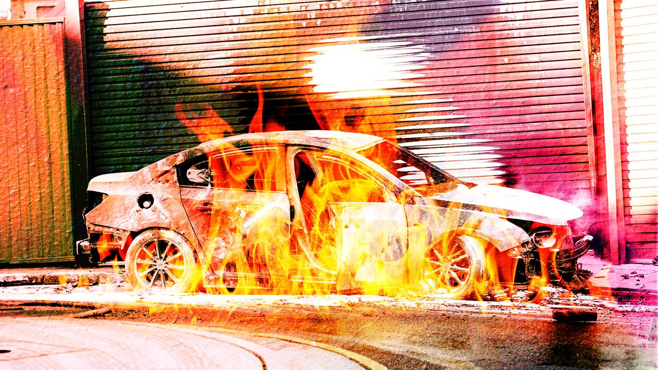 Burning car artwork for LF