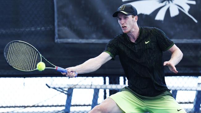 Jake Delaney competes in the Men's final of the ITF Cairns International #2 tennis tournament, held at the Cairns International Tennis Centre. Picture: Brendan Radke