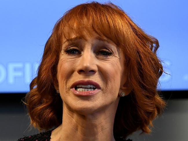 Kathy Griffin during a news conference to discuss her motivation behind a photo of her holding what appeared to be a prop depicting US President Donald Trump's bloodied, severed head. Picture: AFP/Mark Ralston