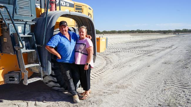 Steven and Sarah White, from Netherby, at their gypsum mine. Picture: Rachel Simmonds