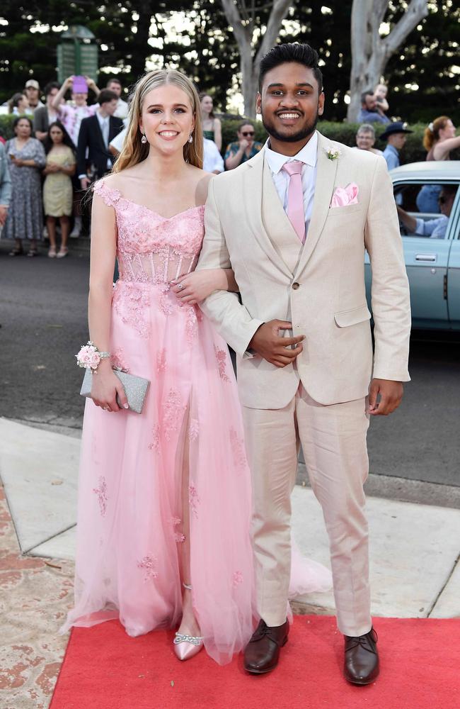 Isabella Edwards and Joshua David at Centenary Heights State High School formal. Picture; Patrick Woods.