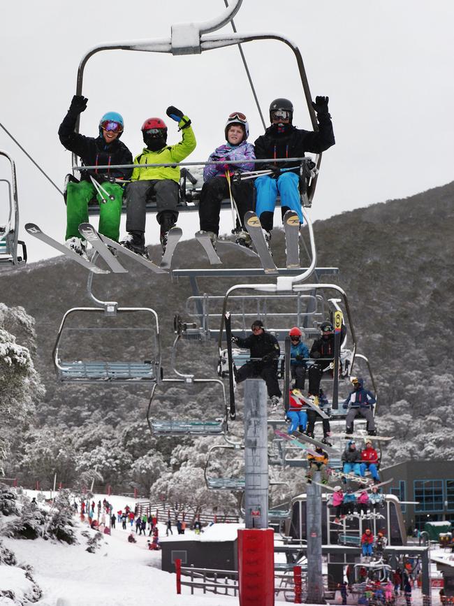 All smiles on the ski lift.