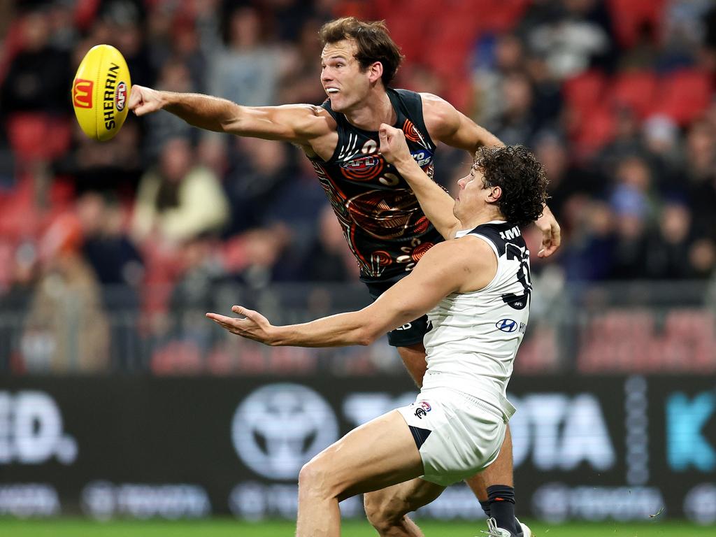 Jack Buckley had the better of Charlie Curnow. Picture: Brendon Thorne/AFL Photos