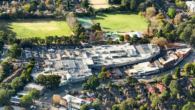 An aerial view of the St Ives town centre on the upper north shore.