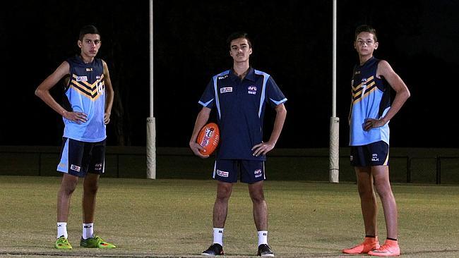 Yousuf Ismail, Abdullah Ayaz and Jacob Moussa, at Kelso North AFL fields, all love the indigenous game.