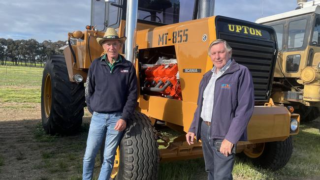 Robert Allen of Mudgee, NSW and Carl Upton of Corowa, NSW pictured with a 1976 fully restored Upton tractor at Henty Machinery Field Days.