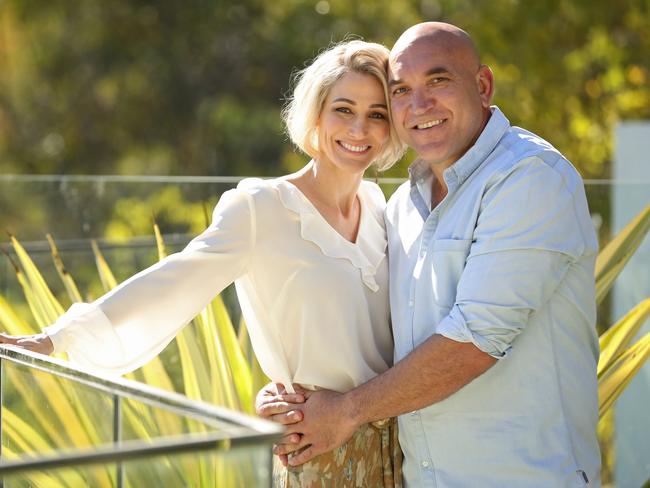 Gorden Tallis with the new love of his life Jemma Elder at his home in Brisbane’s inner west. Picture: Lyndon Mechielsen/The Australian