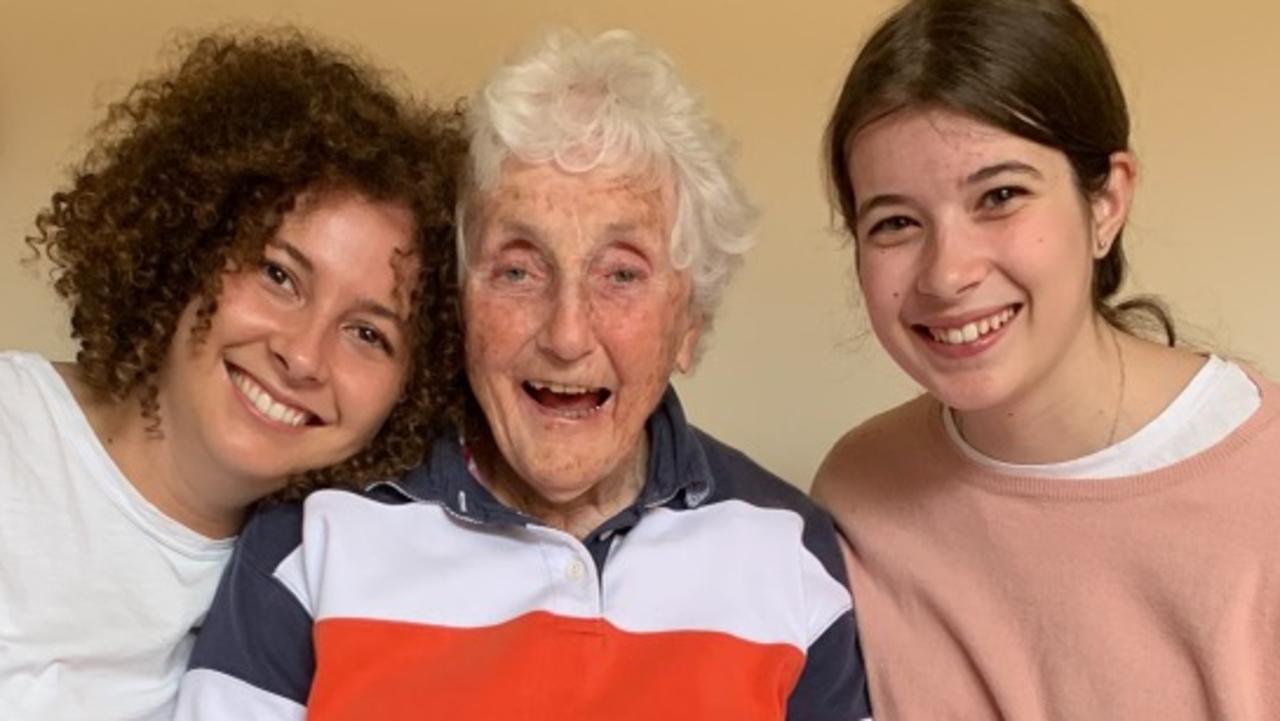 Shirley Garnock, 94, with granddaughters Rosie and Emily, was another long term Bombala resident forced to move more than an hour from her hometown. Picture: Supplied