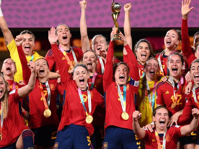 Spanish players celebrate their World Cup triumph. Picture: FRANCK FIFE / AFP.