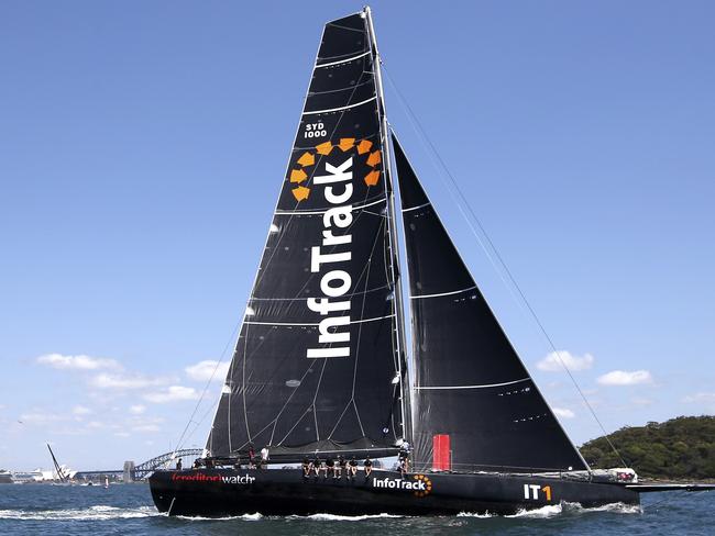 InfoTrack manoeuvres before the start of the Big Boat Challenge. Pic: AP