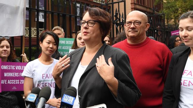 NSW Labor MLC Penny Sharpe addresses a gathering.