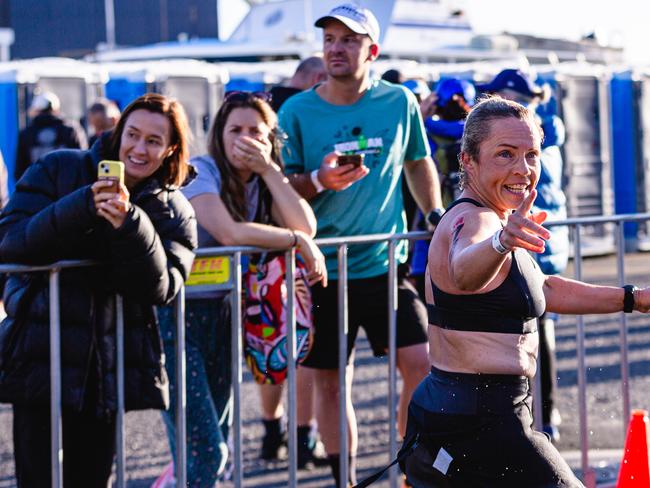 Competitors in the Ironman 70.3 Tasmania in Hobart Picture: Linda Higginson