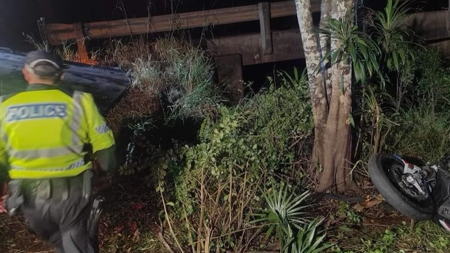 A man died after his motorcycle went off a bridge and into a tree on Chevallum Rd in Palmwoods on July 25.