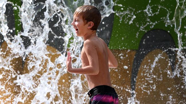 Connor Cass cools off at the Broadwater Parklands Rock Pools.