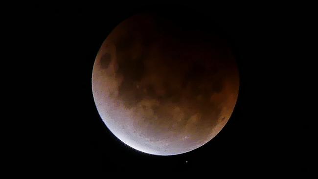 An image of the “super blood moon” last Wednesday night. Picture: Shevill Mathers