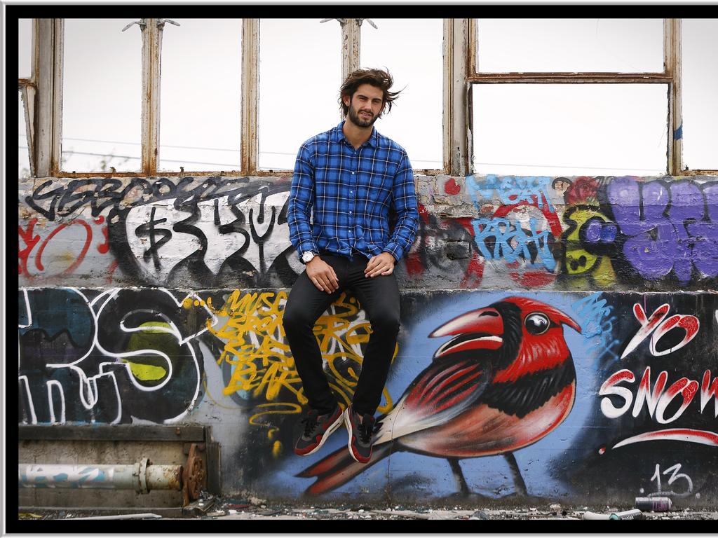 Collingwood Ruckman Brodie Grundy aged 20 loves exploring Melbourne’s street art Picture: Wayne Ludbey