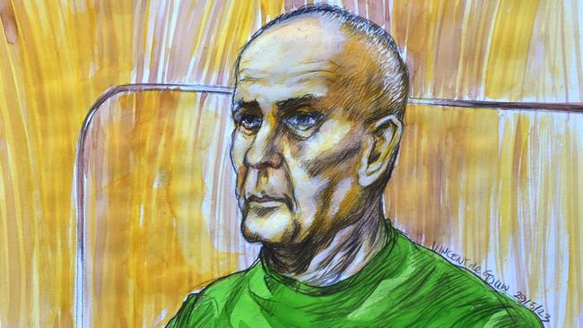 An artist’s courtroom sketch of Chris Dawson. Picture: NCA NewsWire / Vincent de Gouw