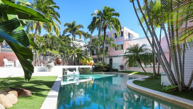 Michael Willem's pink Beverly Hills Hotel-inspired home, which is on the market. Picture: Quentin Tod.