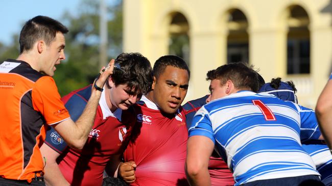 BHS player Nesta Mahina (hooker) - GPS school rugby match between Nudgee College (Blue&amp;white) vs Brisbane State High at Nudgee College, Nudgee Saturday 21st July, 2018 Picture AAP/David Clark