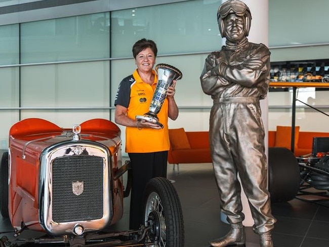 The daughter of the F1 legend Bruce McLaren, Amanda, at McLaren HQ