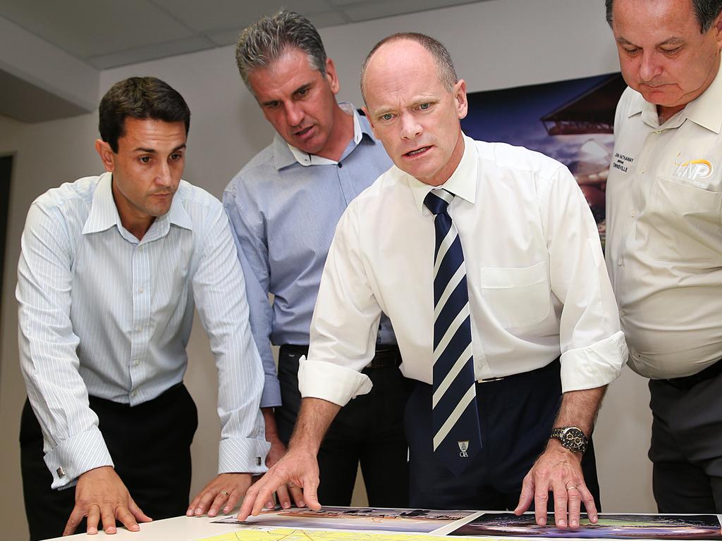 David Crisafulli, with then-Queensland Premier Campbell Newman on the campaign trail in 2015. Picture: Jack Tran / The Courier Mail / News Corp