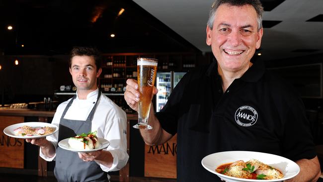 Chef Ben Stewart and owner Mick Ellison. Mano's. Pictures: John Gass