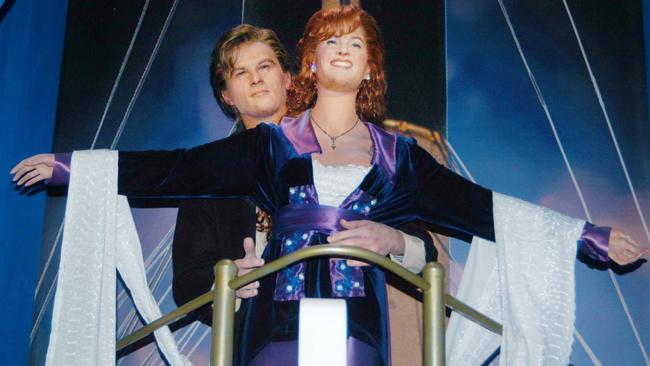 Leonardo DiCaprio and Kate Winslet intimate Titanic moment is immortalised in wax in California. Picture: Peter Bischoff/Getty Images