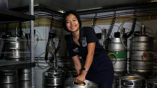 Pim Norbergin in the keg room at The Fortune of War pub. Picture: Jane Dempster