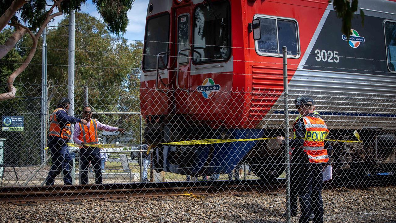 Emergency services at East Grange rail crossing, where a pedestrian was struck by a train near Terminus Street, Grange. Picture NCA NewsWire / Emma Brasier