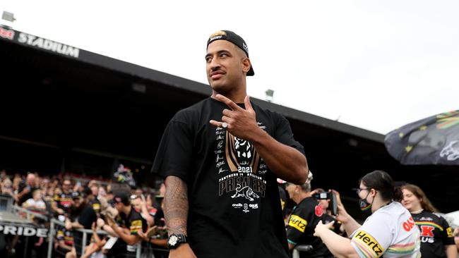 Viliame Kikau was jeered by some fans at Penrith’s grand final celebration. Picture: Getty Images