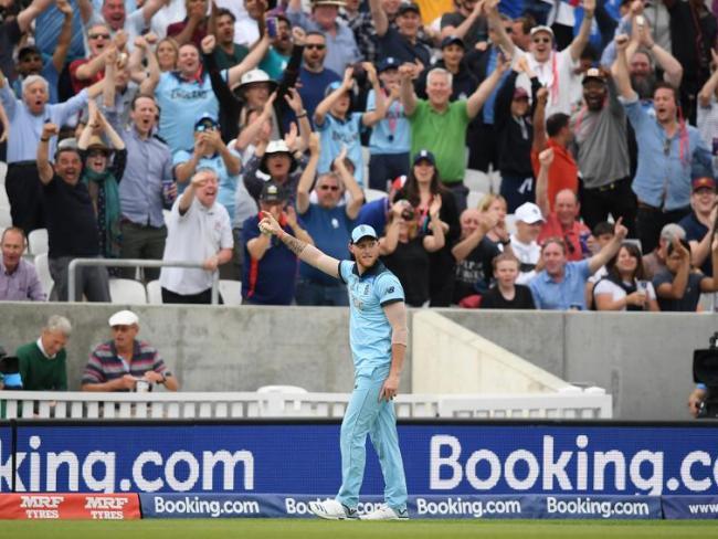 Ben Stokes takes the acclaim of the crowd after his incredible catch