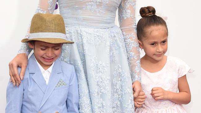 Meltdown ... the red carpet was all too much for Jennifer Lopez’s son Max, who had a tantrum at the premiere of her movie Home.