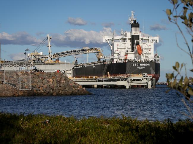 Coal ship BBG Honor, Hong Kong, is loaded with coal in the Port of Newcastle today (15/07/2019). Pic Liam Driver