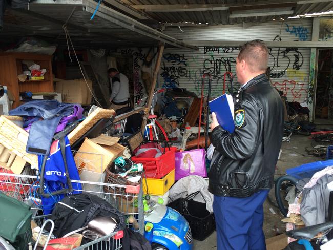 The hoarders’ paradise of rubbish and debris at Brookvale. Picture: John Morcombe